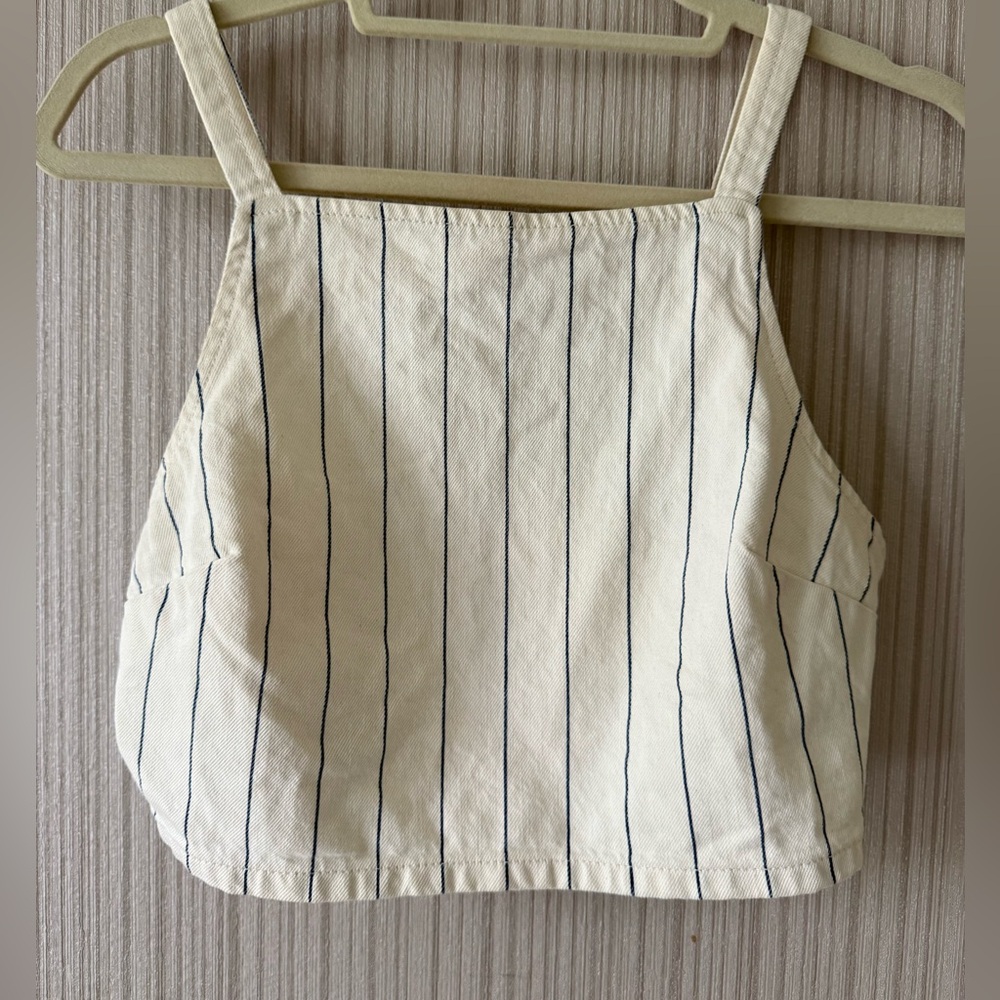 Topshop Cream and Navy Pinstripe Crop Top